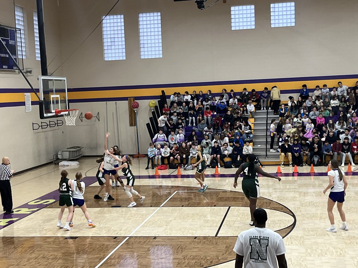 Cheering on the 8th grade Lady Knights at North Royalton!