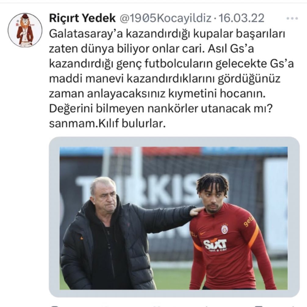 RiÇirt🔥®️ (@kocayildizcs) on Twitter photo Bi kere de yanılt be adam
Fatih Terim
Sacha Boey
Tarih 16.03.2022.
Teşekkür canım hocam <a href="/fatihterim/">Fatih Terim</a> Bi kere de yanılt be adam
Fatih Terim
Sacha Boey
Tarih 16.03.2022.
Teşekkür canım hocam <a href="/fatihterim/">Fatih Terim</a>