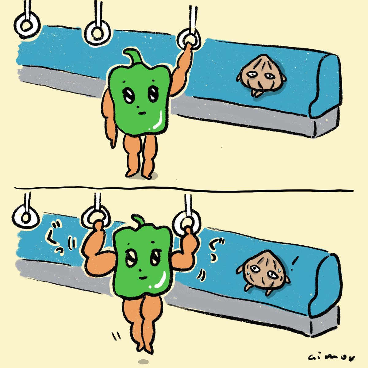 無意識
#イラスト #漫画 #ゆるいイラスト #筋肉ピーマン