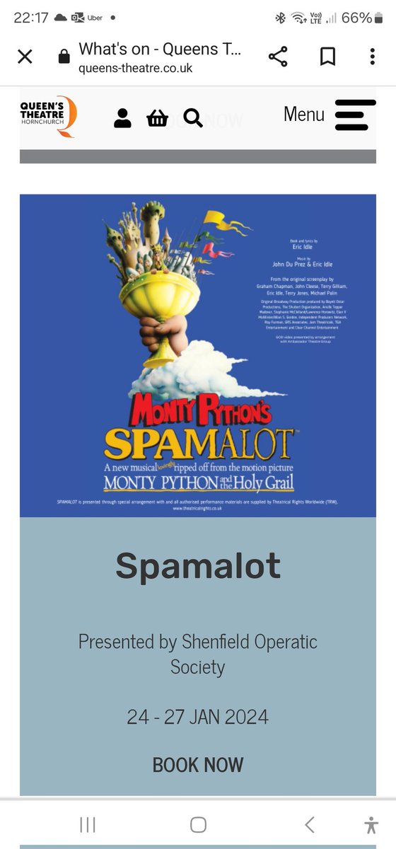 Spamalot, a production by Shenfield Operatic Society <a href="/ShenfieldOps/">Shenfield Operatic</a>, at The Queens Theatre <a href="/QueensTheatreH/">Queen's Theatre Hornchurch</a> is a must to see. The excellent acting, singing, &amp; dancing, with the laugh out loud lyrics made for a most enjoyable show. <a href="/HornchurchLife/">Hornchurch Life</a> <a href="/hornchurchTT/">Hornchurch Town Team</a> #chapmanjs