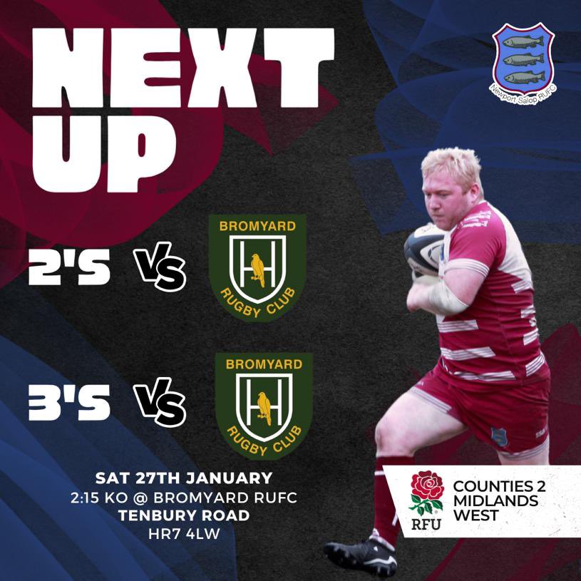 🚨 DOUBLE HEADER ON THE ROAD 🚨 This weekend the 2nd and 3rd XV are both on the road south to Bromyard Rugby Club! 🐟🐟🐟
