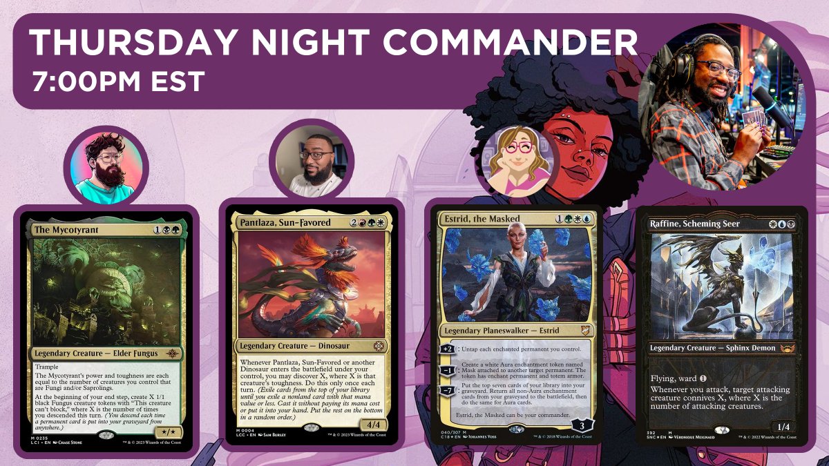 kurohitsuki's tweet image. Lets get the #Commander games Rollin!

@DanielCaneRebel Plays the best Dredge #CMDR in #edh
@BasedMessiahX Saves/Eats the Multiverse with Dinos
@InklinCustoms Wears many faces, each going uWu
I'm getting Raffine Ready to receive some UPGRADES in #MKM

Live soon! Links in bio!