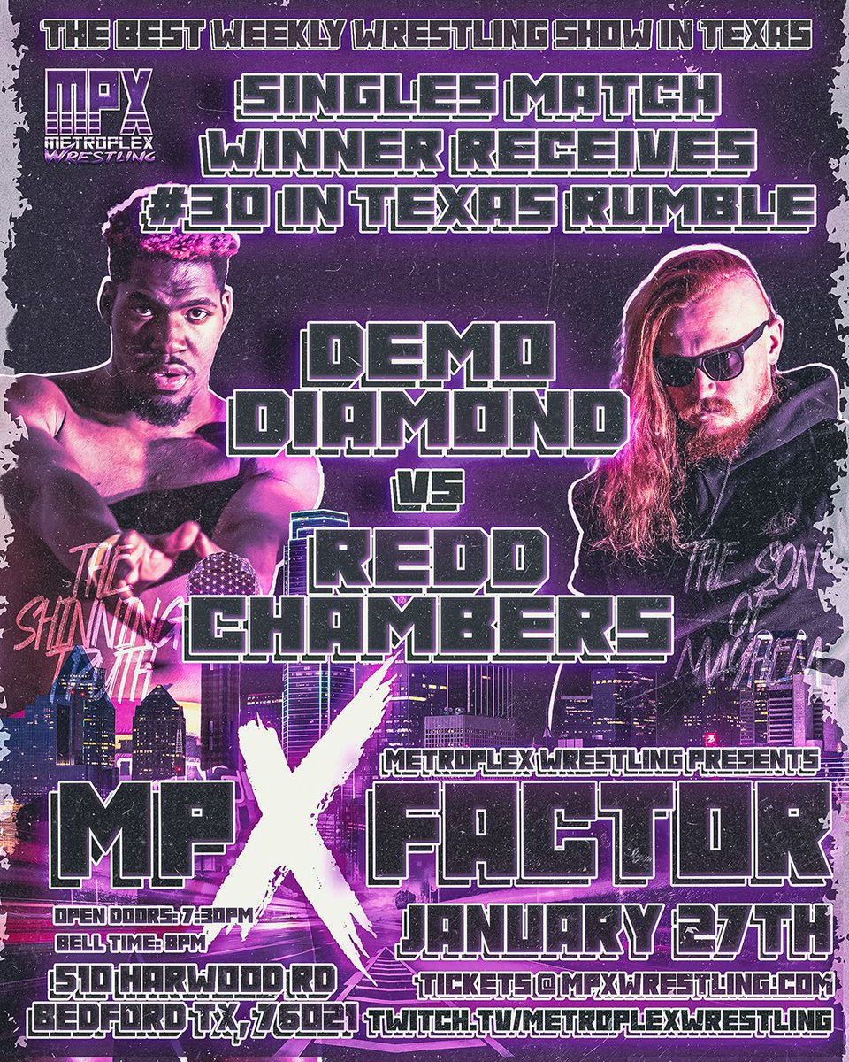 🎟 at mpxwrestling.com THIS SATURDAY, MPX present MP-X Factor! Just 1 week before the Texas Rumble, find out who will walk in as Women's or Tag Team Champions. Will we get any entries into the Rumble Match itself? What do we have in store for you? Be there to find out!