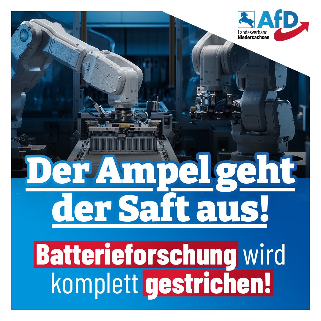 AfD_LV_NDS's tweet photo. Keine Speicher, keine Erneuerbaren - keine Erneuerbaren, keine #Energiewende.
#AfD #AfDNDS #AfDNiedersachsen #AfDMitgliedwerden https://t.co/xtRswtX0Hs