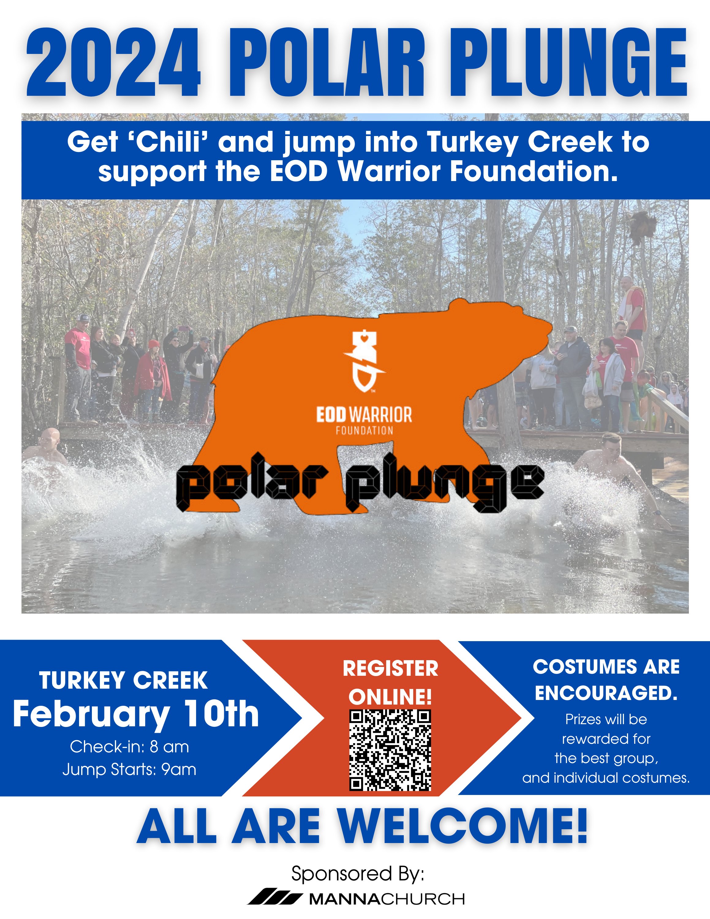 EODWarriorFoundation on X: Ready to take the plunge? Register now for the  2024 *Chili* Polar plunge! February 10 at Turkey Creek in Niceville!   Sponsored by Manna Church & supporting EOD Warrior