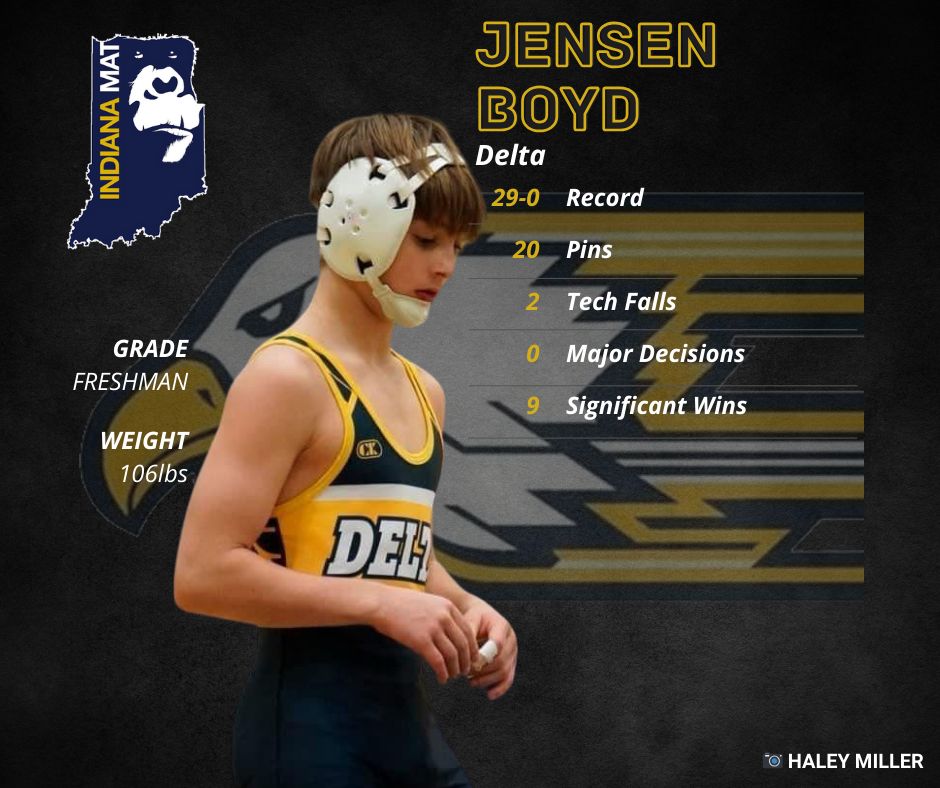 Stud freshman Jensen Boyd of Delta enters the state series without a blemish on his record. He will start sectional as our top guy at the lowest weight class.

#IndianaWrestling #Wrestling #IndianaMat #800lbGorilla #INWrState24