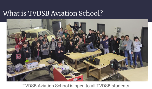 tvdsbaviation's tweet photo. Our team wants to meet you! It's not too late to join this incredible learning secondary experience open to all @TVDSB students to register to start in Grade 10 or start in Grade 11. That means 9s&amp;10s apply now. See more info on our website https://t.co/vsEXeI9Tx5 @SHSM_TVDSB https://t.co/h80HrPixQM