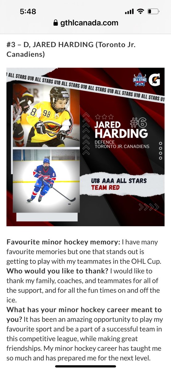 So happy to see this. Dedication and hard work gets you to this game. Well done son! Nice job @GTHLHockey for celebrating the #U18AllStars. Thank you! We’re looking forward to it…Go Team Red! ✨🏒
@JRCU18AAA @OJHLJrCanadiens @OHLSteelheads