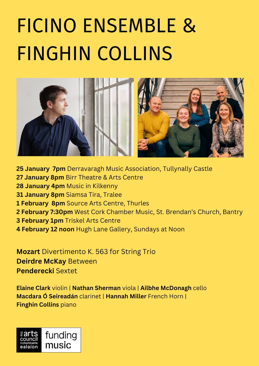 Tonight was the first concert of our 8 concert tour with @FinghinCollins at @TullynallyG We'll also be visiting @BirrTheatre #musicinkilkenny @siamsatire @sourcearts @Westcorkmusic @TriskelCork @TheHughLane performing Mozart, Deirdre McKay & Penderecki's Sextet @artscouncil_ie