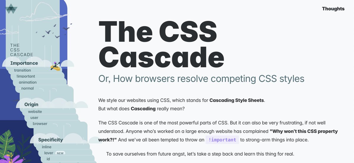 delighted to discover this beautiful article by @Wattenberger -- one of my favorite thinkers on UI/UX and AI/LLMs -- while desperately trying to _actually_ understand CSS for the 12th time 2019.wattenberger.com/blog/css-casca…