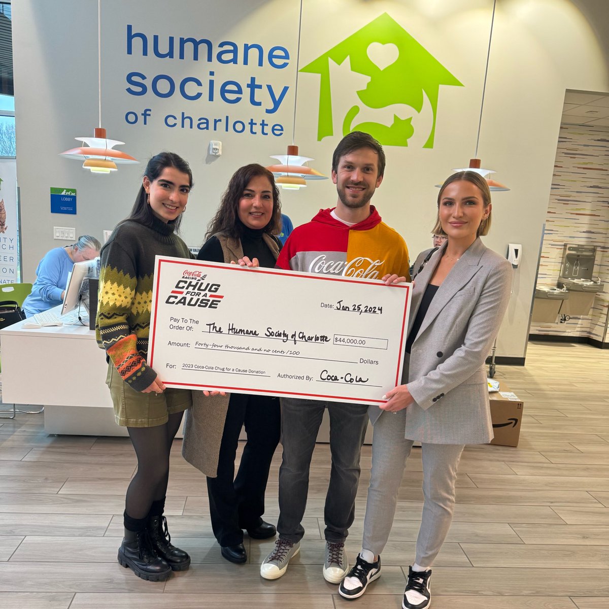 Daniel_SuarezG's tweet photo. I am so thankful to be in a position where I can make a difference in the lives of many animals. Today we donated 44k to @humanecharlotte thanks to @CocaColaRacing ’s #ChugForACause program. We’ve donated almost $200,000 in 4 years and I’m excited to do much more in the future🙏🏽 https://t.co/0LGwtVs8MS