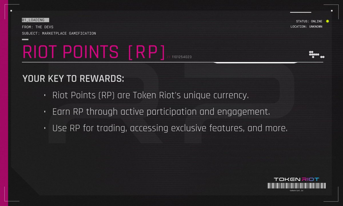 Foundations.

Earn RP for both on and off-chain activities.

*Signing up
*Account Profile Creation
*First Listing
*First Sell
*First Buy
*Each Unique Listing
*Each Unique Purchase
*Each Unique Sell