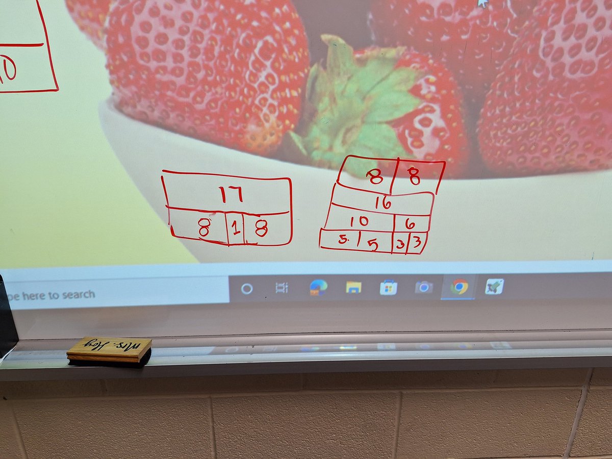 TheMr_Tee's tweet photo. Used today's snowday for some math and ended up using parts-whole boxes as part of a grade 2 number talk on halving numbers. The odd estimate lead to a rich conversation about finding half of 17. #mtbos https://t.co/WdmYefiJFE