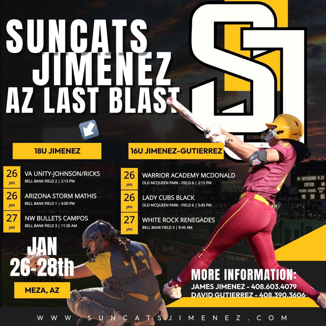 Schedule for PGF AZ Last Blast !! Mesa , Aizona <a href="/GaelsSoftball/">Saint Mary's Softball</a> <a href="/sonjagarnett/">sonja garnett</a> <a href="/montanez_22/">emily montanez</a> @CoachAngelicaT