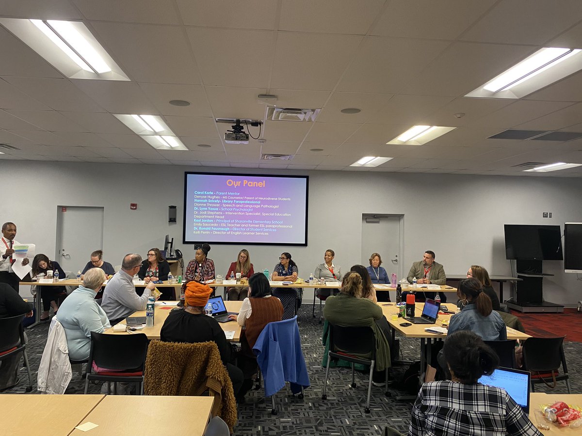 PDQueen98's tweet photo. Our panel of experts across the district  shared so much rich information supporting neurodiverse learners! Thank you!!!  @tdwest2016 @DrJamison @ElginCard11 #AAGV https://t.co/8z0uQ0S967