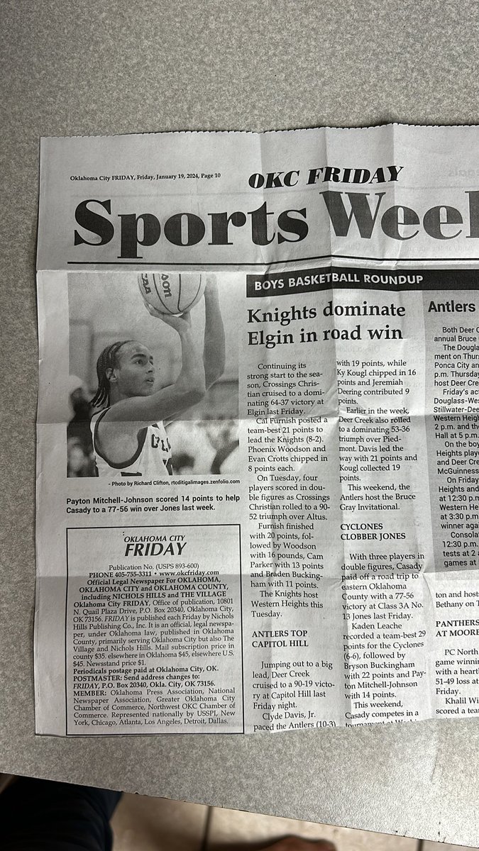 Never been in the paper, first time for everything. 
#basketball
#OkcFridaySportsWeekly 
#GoCyclones