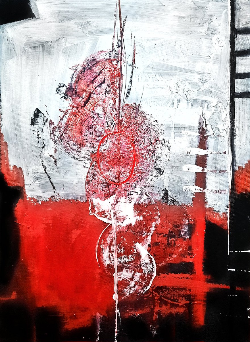 messedupmachine's tweet image. Sans titre, mixed media on canvas board, 30x40cm, 2024.