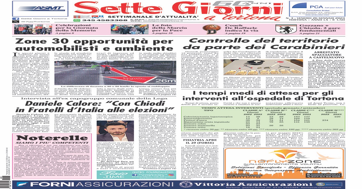 𝗟𝗔 𝗣𝗔𝗚𝗜𝗡𝗔 𝗙𝗟𝗔𝗦𝗛 𝗗𝗜 𝗦𝗘𝗧𝗧𝗘 𝗚𝗜𝗢𝗥𝗡𝗜
𝗡.𝟯 𝗱𝗲𝗹 𝟮𝟲.𝟭.𝟮𝟰
➡️ settegiorniatortona.it/2024/01/26/la-…