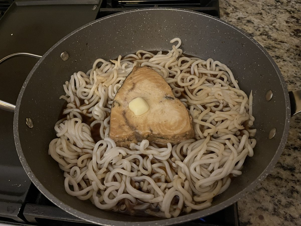 Beginnings of tonight’s dinner. Swordfish and udon noodles with a mirin and lemon sauce. Soon to be wedding bok choy and some other random vegetables I have around here somewhere.
