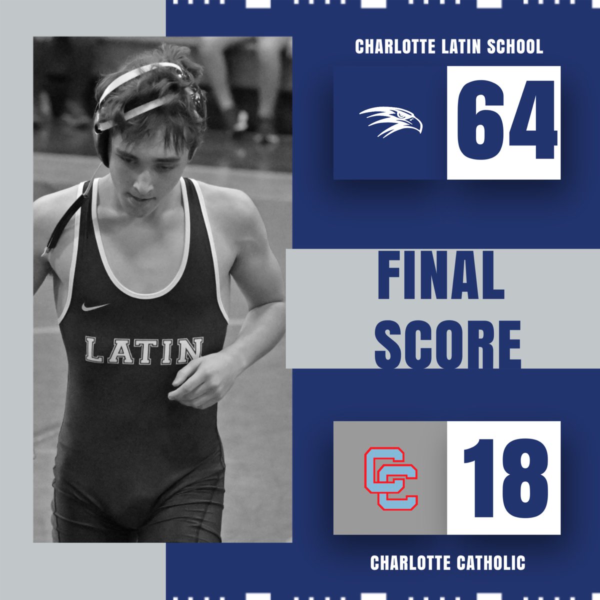 CLS_Hawks_Wrest's tweet photo. It was a good night at home for the Mat Hawks against Charlotte Catholic with a 64-18 win! #GoHawks #LatinStrong  @CLS_Hawks https://t.co/KvOTFawJTw