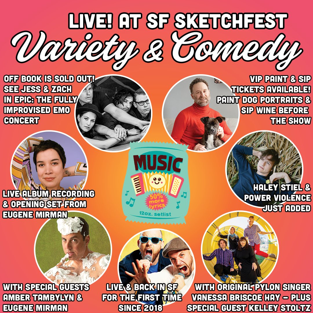 Watch these performers bring their variety and comedy acts to San Francisco for a live show! Featuring @Pylongirl @WhitmerThomas @EveryPlaceICry @ERBofHistory @derrickbrown @EugeneMirman @ambertamblyn ! Tickets: sfsketchfest2024.sched.com