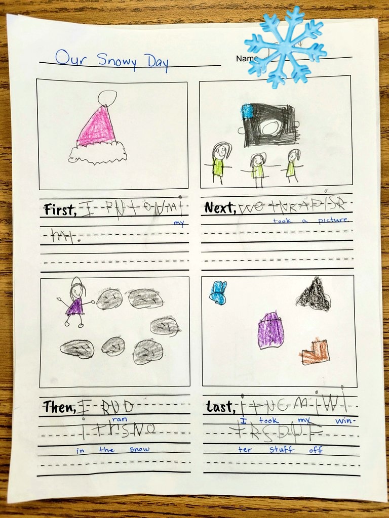 We had fun in the snow and used nature to inspire our First, Next, Then, Last writing project ❄️😎🥶🌨☃️ #LetThemBeLittle The kids had a blast playing in the snow with their friends!!! <a href="/GreenvilleES/">Greenville ES</a> <a href="/erika_kersey/">Erika Kersey, NBCT</a> #GESKinderRocks