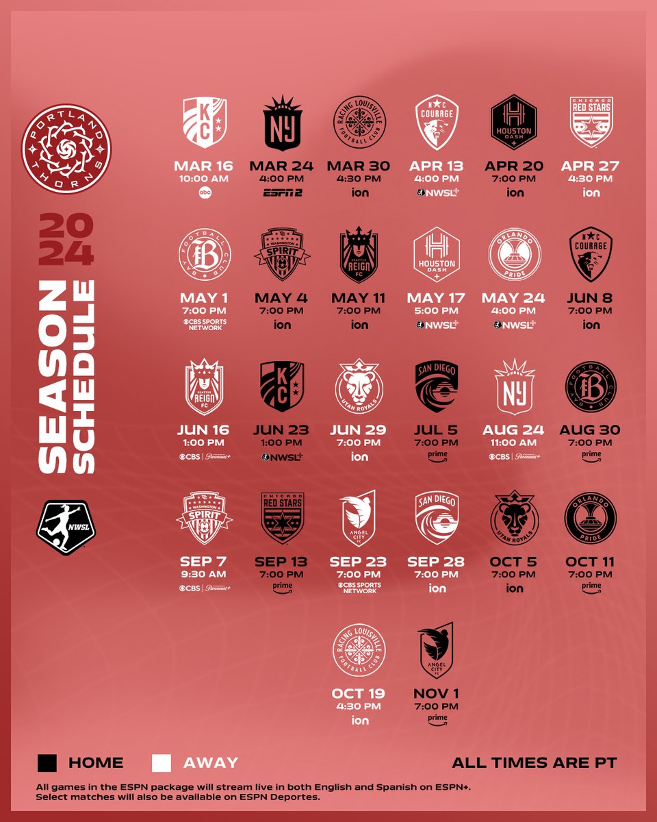 THE SEASON IS BACK, ROSE CITY 🌹 @ThornsFC 2024 Schedule