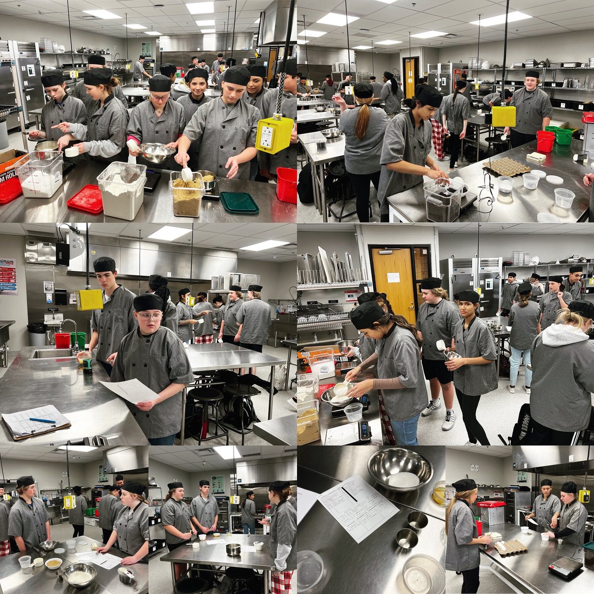 Culinary Essentials students got to start lab today! All dressed up and learning how to mise en place. Cookies tomorrow! 🍪 #jagculinary miseenplace