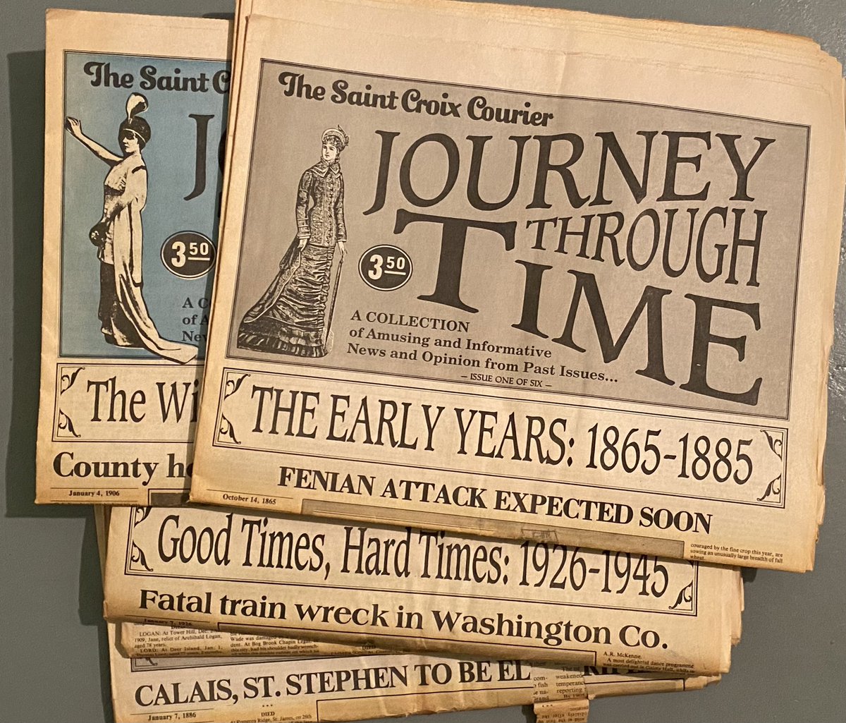 The “Journey Through Time” series was a 6 issue special produced by the Saint Croix Courier in 1990. History of this region where the Courier “recorded it all” from 1865 to the present day. 1/2 <a href="/StCroixCourier/">The Saint Croix Courier</a> #nbheritage #StStephenNB #StAndrewsNB #CalaisME