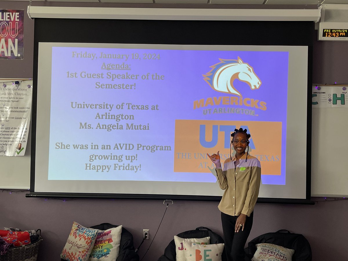 themrsclayton's tweet photo. @UTArlington came to visit us on Friday! @AVID4College @BirdvilleISD @RichlandMSRams Go Mavs! 💙🧡🎓 https://t.co/fNMFYAE2ua