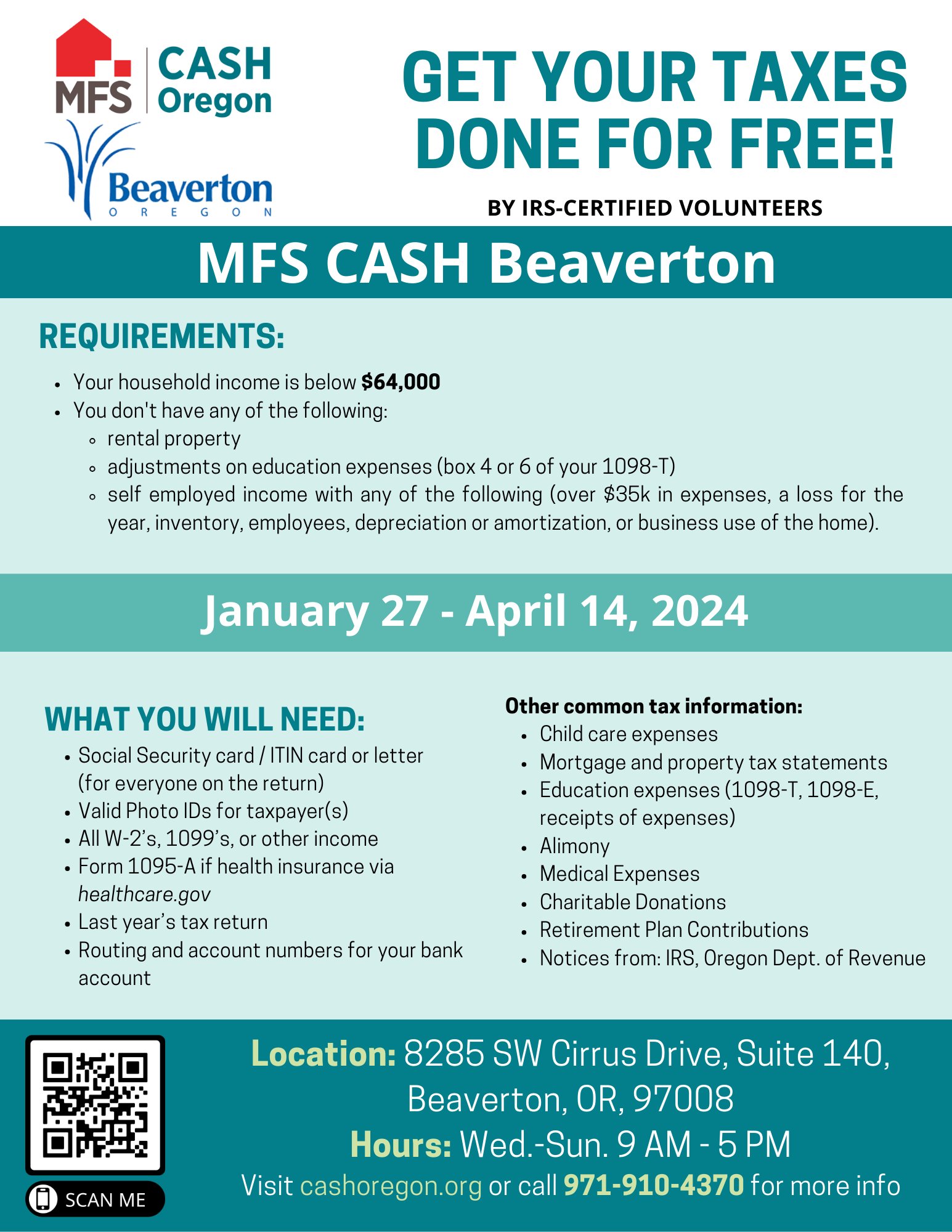 City of Beaverton on X: &ldquo;Get your taxes done for free with CASH 