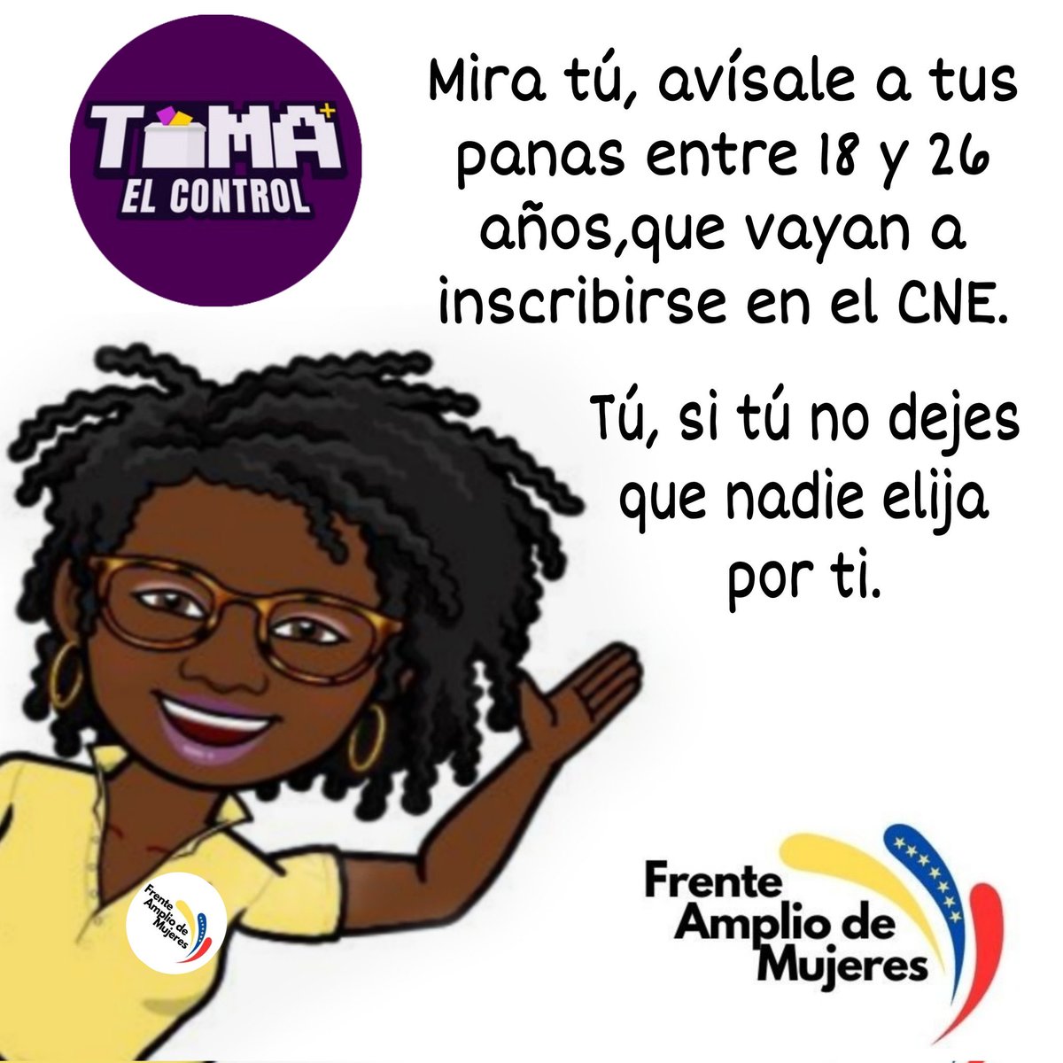 JackieMarVelaz's tweet image. Joven mayor de 18 años, inscríbete en el #RE.
Es importante que seas voz y voto en las decisiones de tu país. Tu puedes ser la diferencia, riega la voz.
#TomaElControl