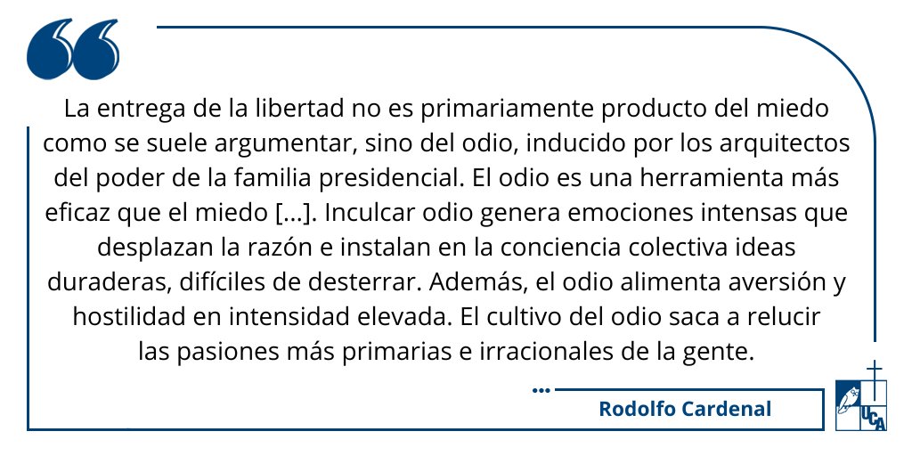 Opinión | Rodolfo Cardenal

➡️ "La cosecha abundante del odio"
noticias.uca.edu.sv/articulos/la-c…