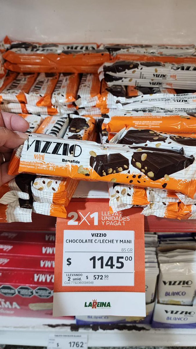 PreciosRosario2's tweet photo. #ChocolateEnRosario 🍫

🍫 2x1 🍫

🍫 Chocolate #Vizzio con maní
📍 @super_lareina 
💰 $572,50 c/u (llevando 2)

👉🏻 Vencen en Febrero

#FotoTestigo 📸 https://t.co/u3WfzTgvco