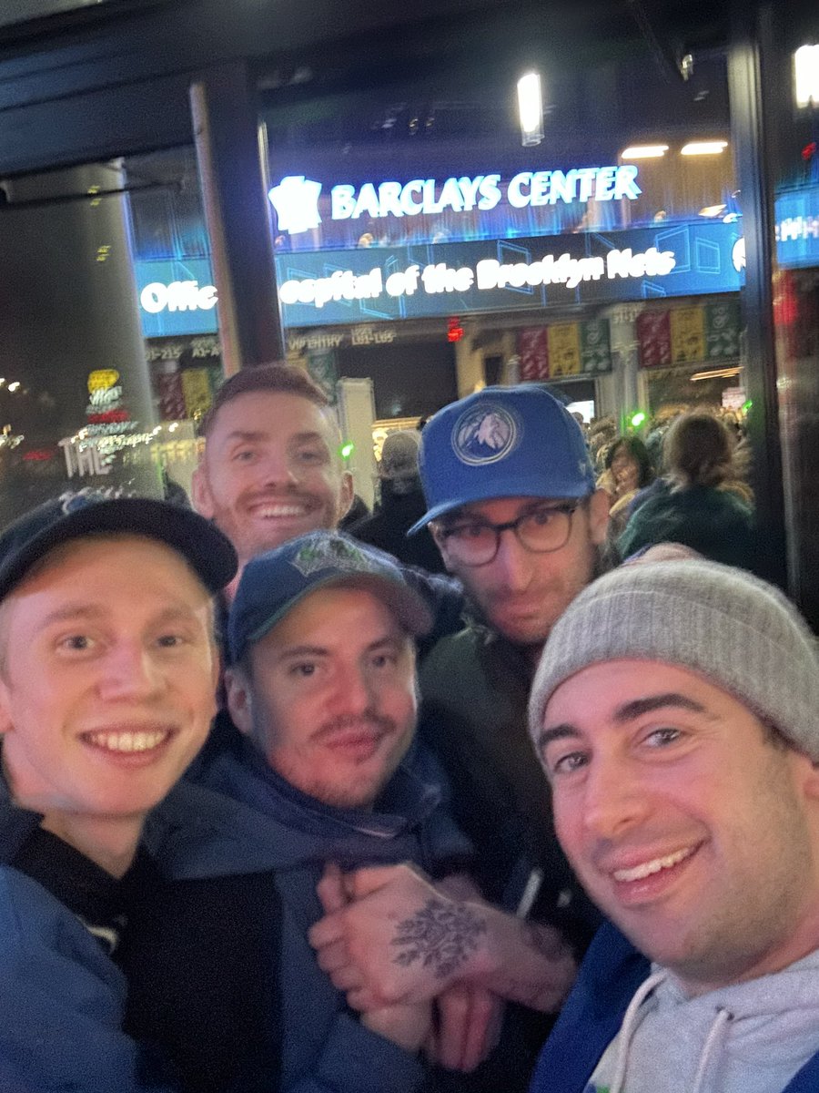 me and my lil bro are at the twolves game tonight at Barclays wish the puppies luck also we just met these wolves fans they rule let’s go baby