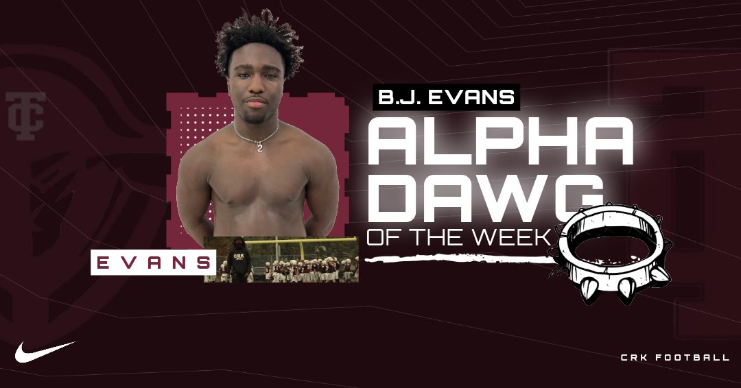 CRK Football (@tchsfootball24) on Twitter photo 🚨ALPHA DAWG OF THE WEEK 🚨
•
Displaying TENACITY, LEADERSHIP, AND TOUGHNESS in workouts!
•
<a href="/BJ_Evans5/">Bryan “BJ” Evans Jr</a>
#GrindsetMentality #PTC24 🚨ALPHA DAWG OF THE WEEK 🚨
•
Displaying TENACITY, LEADERSHIP, AND TOUGHNESS in workouts!
•
<a href="/BJ_Evans5/">Bryan “BJ” Evans Jr</a>
#GrindsetMentality #PTC24