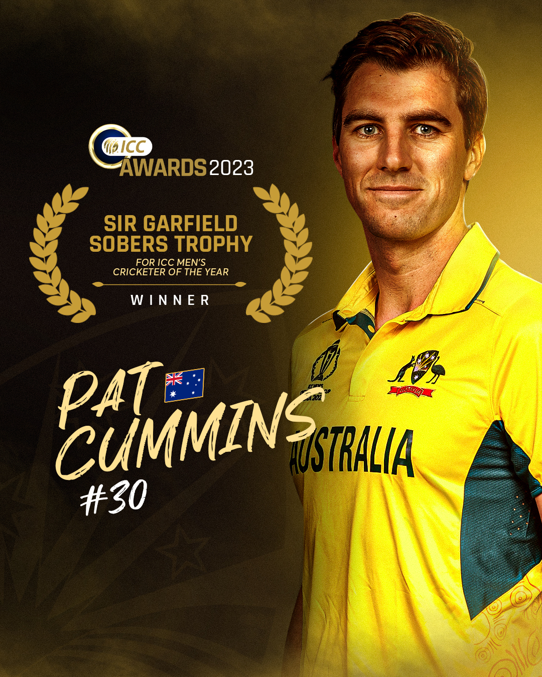 ICC on X: "A career-defining year for his country 🇦🇺 Pat Cummins is the ICC  Men's Cricketer of the Year for 2023 🏆