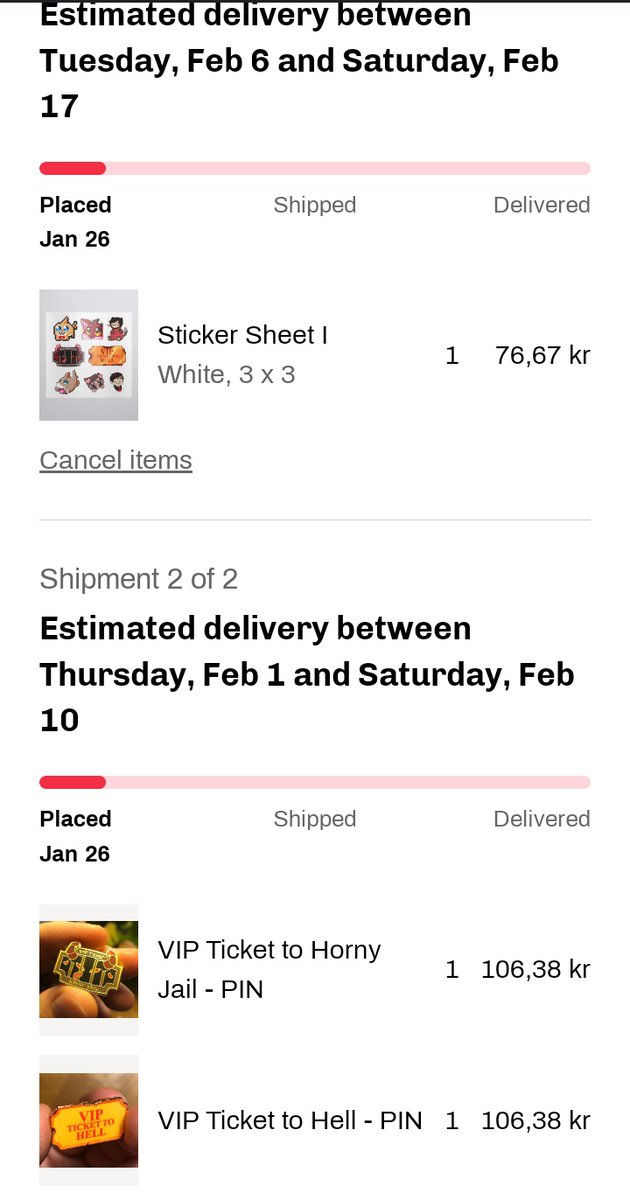 jax403's tweet photo. I ordered from the click for the first time today, couldn't resist the horny jail and vip ticket to hell pins + the stickers anymore :') I'm really excited!!
Feburary will be hell for the mail people because I have like 10 packages on the way😭 https://t.co/dpc0Fi534J
