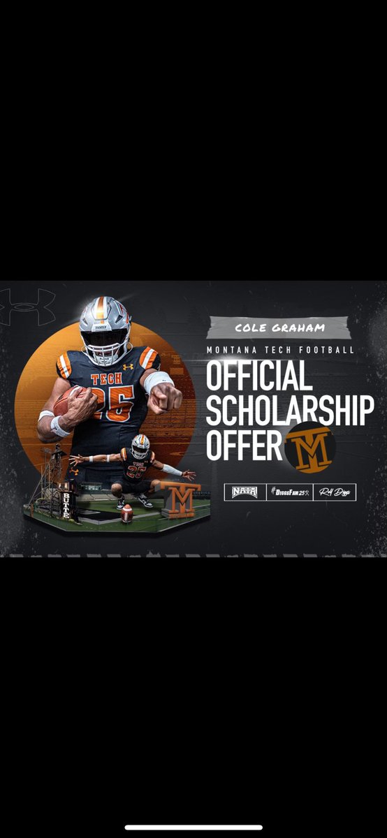 After a great call with ⁦@CoachThatcher⁩, I am blessed to have received my first scholarship offer from ⁦@MonTechFootball⁩ 
#Family
#CountOnMe
#DiggsFam25