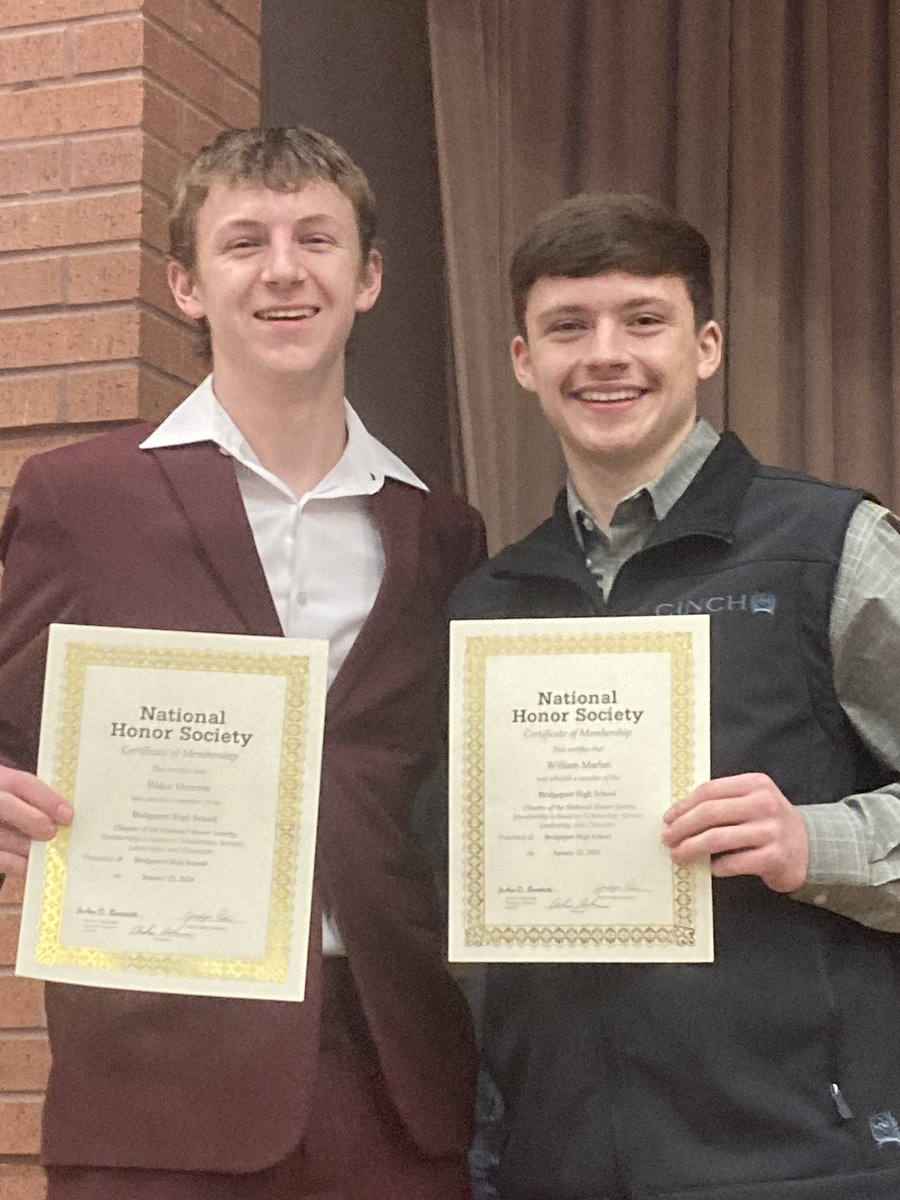 Congrats to Blake and Trace for being inducted into National Honor Society #RaiseTheStandard @Bulls_Sissies @BridgeportISD @bridgeport_BHS