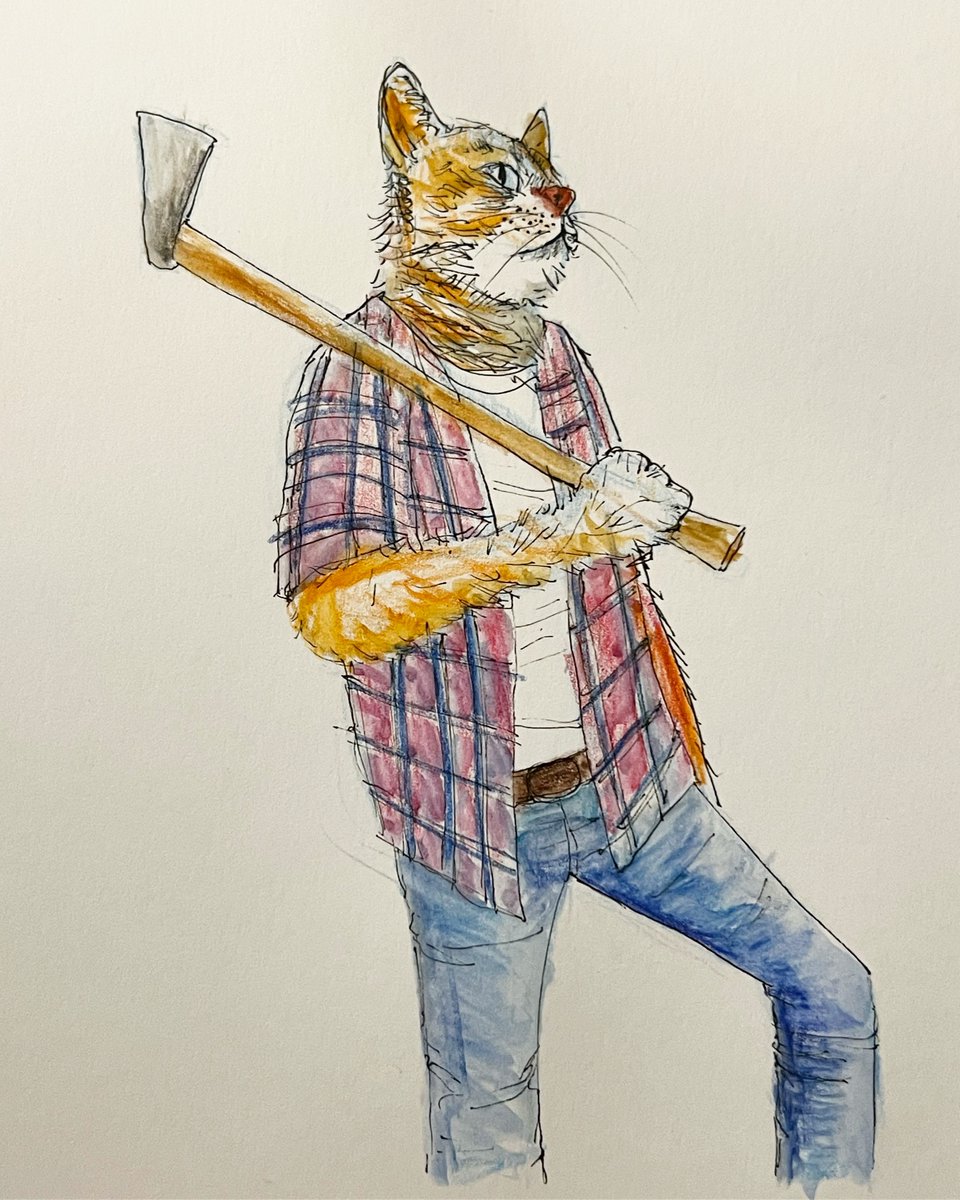 As my son re-watches every episode of “Kipo” for the third time, I couldn’t help but do some rare fan art: “Timbercat.” @radsechrist #fanart #CatsOnTwitter