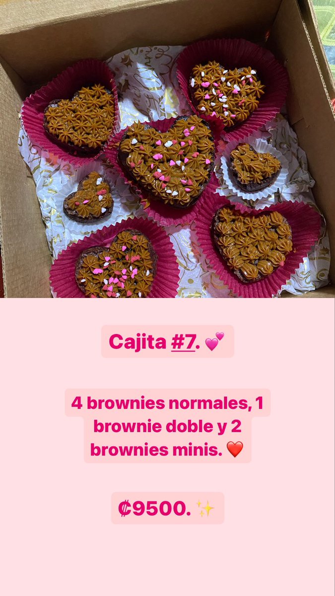 Hola 🥰 para san Valentín voy a estar vendiendo cajitas de brownies, pueden encargar la suya desde ya. ❤️