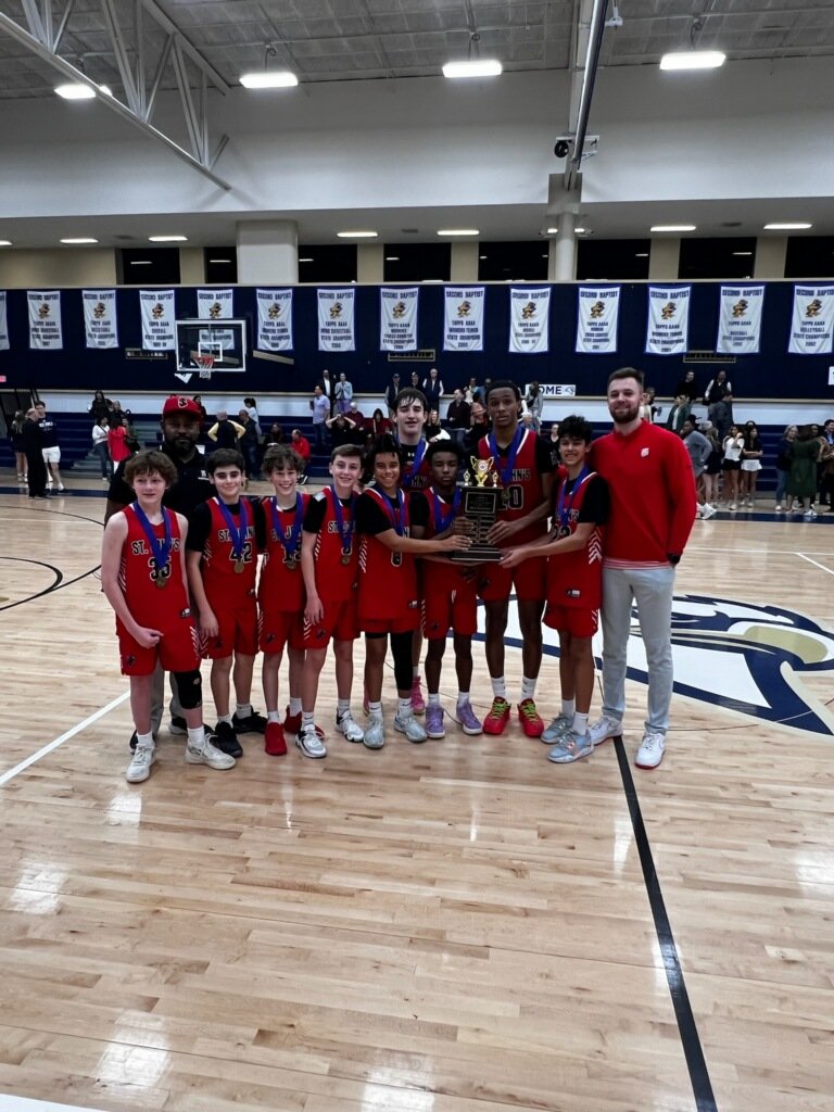 stjohnsmavs's tweet image. CHAMPIONS! For the second year in a row 8th Boys Basketball win HJPC! The Mavs beat AOS 75-49 in the final! #GoMavs