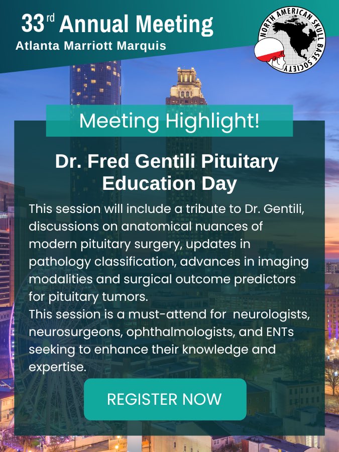 Honored to be co-chair of Pituitary Education Day at @NASBSorg 2024 in Atlanta! Join us for a day filled with insights from top experts, cutting-edge research, and collaborative discussions on pituitary health: web.cvent.com/event/31f34318… @pituitaryorg @NASBSorg @PituitarySoc…