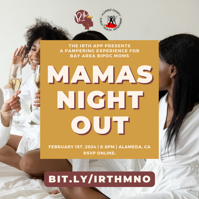 wallace_MCAH's tweet photo. The @IrthApp is here! 
To celebrate this exciting resource the Irth App team is coming to do what they do best: pamper you! If you know a BIPOC pregnant or postpartum mom/birthing person who could use a night of good food and some TLC have them register: https://t.co/SEQxfXmf4K https://t.co/xbcvT1PT9z
