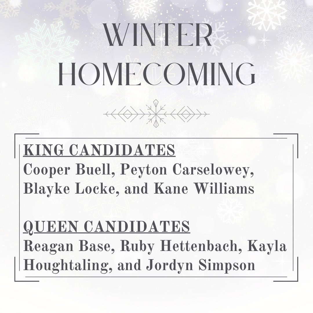 Congratulations to our Winter Homecoming Court.