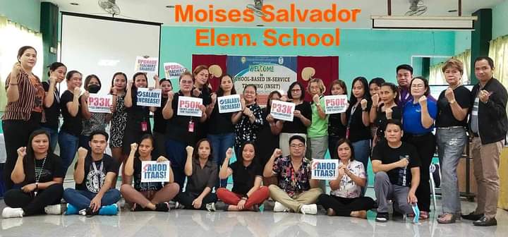 Pakikiisa ng Moises Salvador Elementary School sa panawagan para sa pagtaas ng sahod ng mga guro, panimulang pagkilos tungo February 14. #EaseTeachersWorkLoad #SalaryIncreaseNowNa #teacherssalaryincreasenow #CatchUpFridayForSalaryIncrease