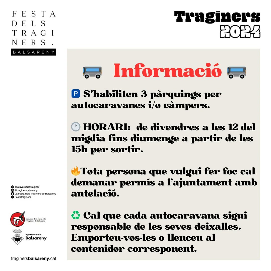 FestaTraginers's tweet photo. 🚙 Vine a la festa amb autocaravana o camper! 🚙
Des de fa uns 17 anys la festa acondiciona 4 zones destinades a aquests vehicles vivenda per tal que qui ho desitgi pugui gaudir de la festa en família amb aquesta opció.⛺⛺ https://t.co/3z2sY1B2nN