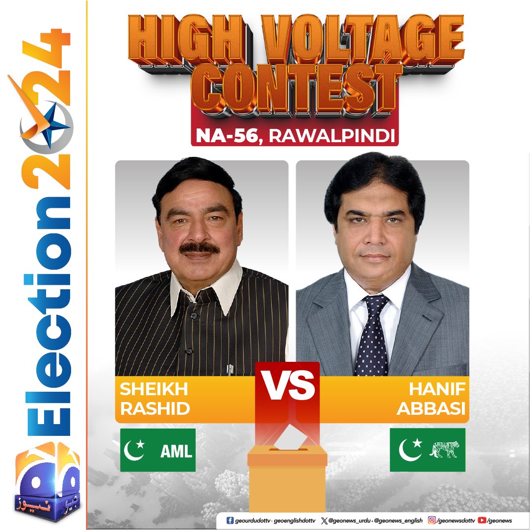 geonews_english's tweet photo. Election 2024 🗳️

High voltage contest expected in Rawalpindi's NA-56!

#GeoNews #ElectionWithGeo https://t.co/ZO9nsgA9IT