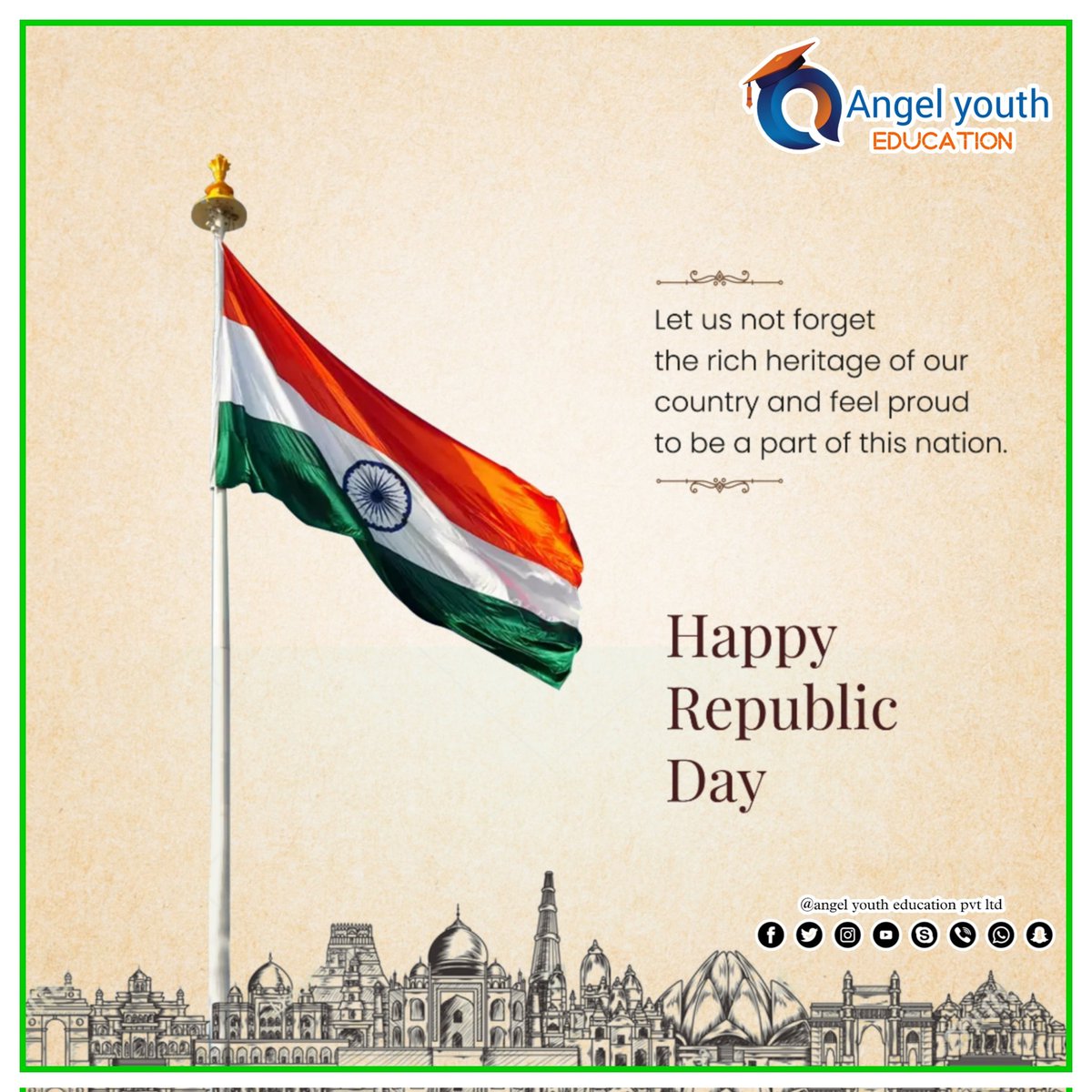 Happy Republic Day. May the flag always wave high, symbolizing the strength, courage, and unity of our great nation! Jai Hind! 🇮🇳 🇮🇳 #HappyRepublicDay #26January2024 #HappyRepublicDay #HappyRepublicDay2024 #HappyRepublicDayIndia